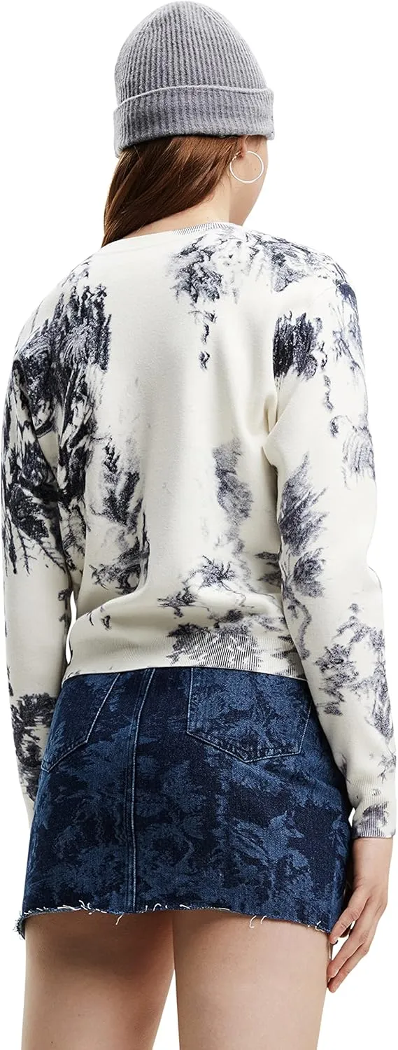 Desigual Damen Pullover - Strickpullover mit künstlerischem Print 22WWJF161000 GR. S