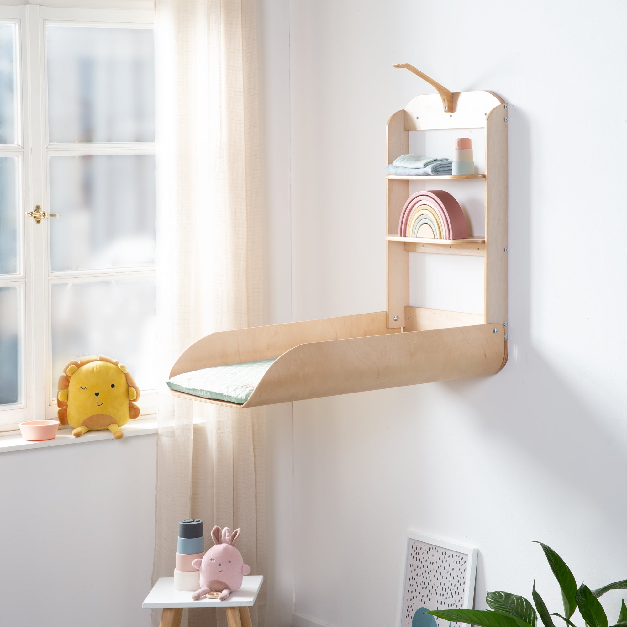 Roba 26016NAV241 Wandwickelregal +Wickelauflage grün natur lackiert – Wickeln & Baden - Produktbild 4