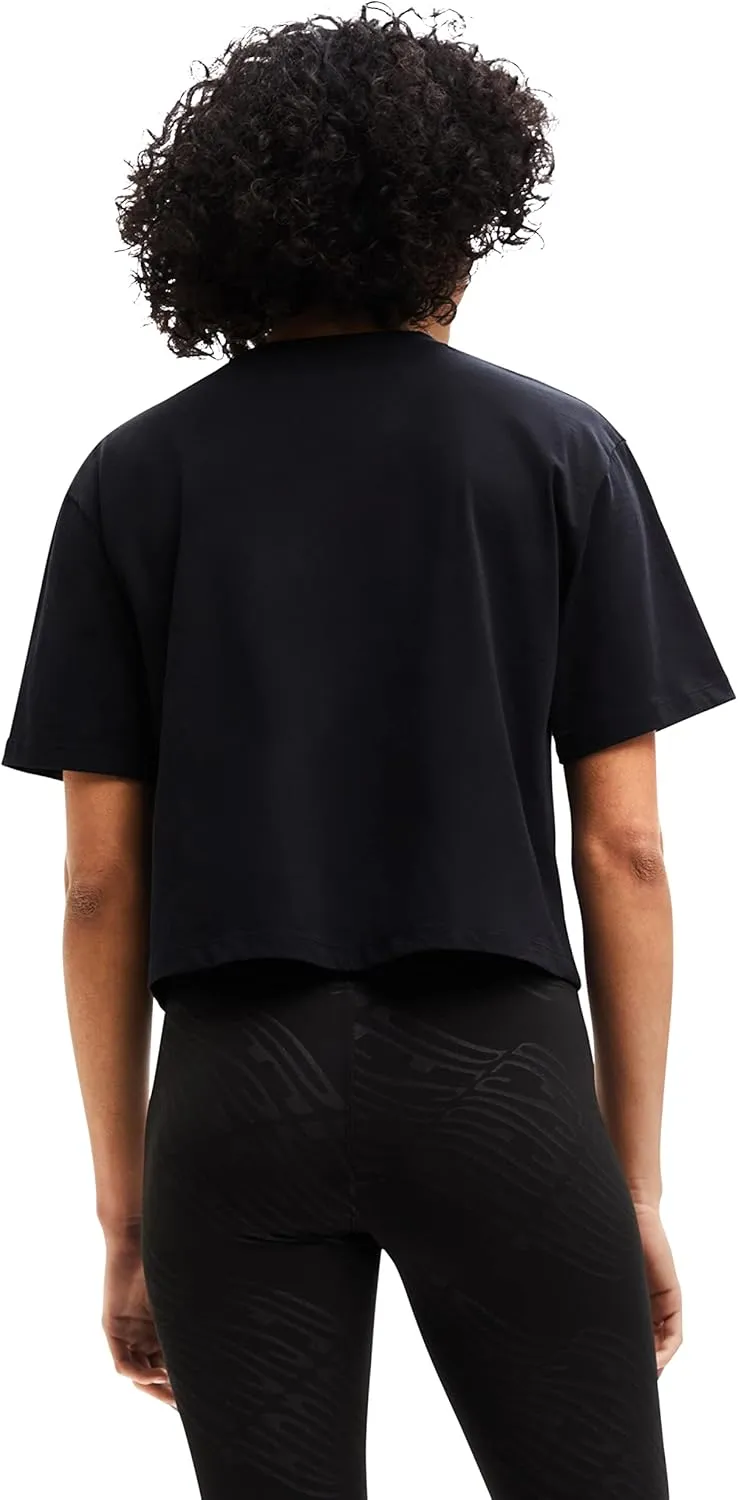Desigual Damen T-Shirt - Schwarzes T-Shirt mit Logo-Print 22WWTK132000 GR. XL