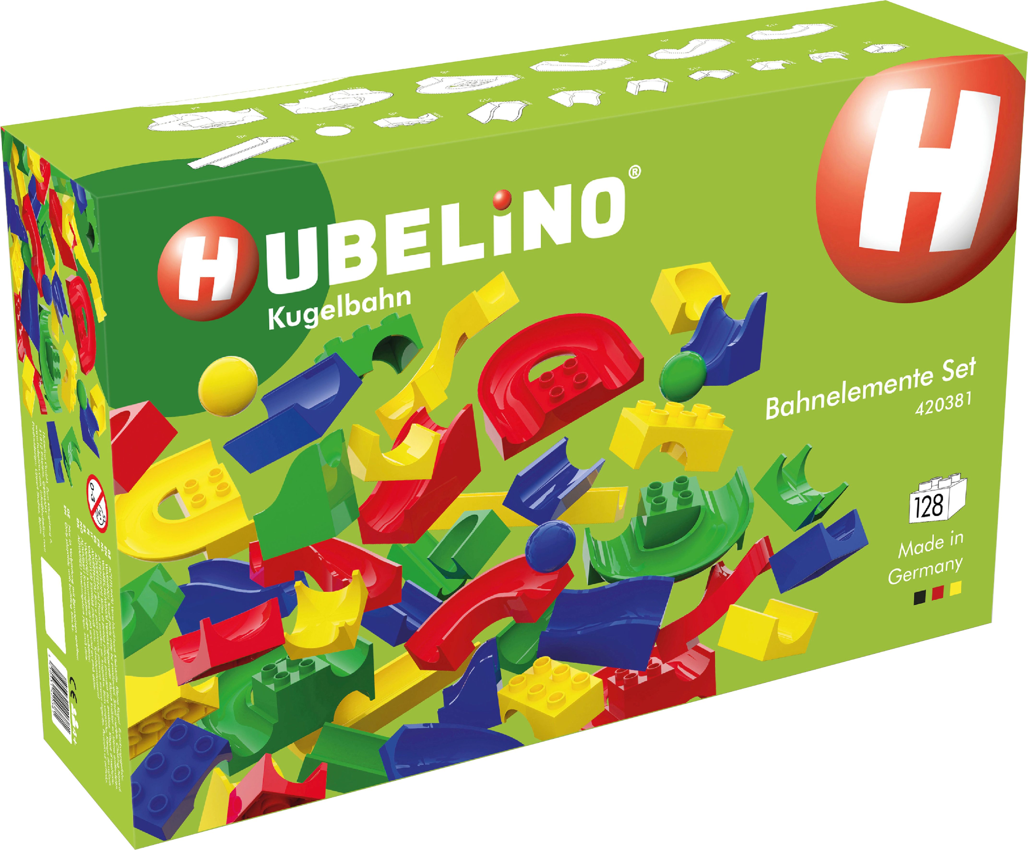 HUBELINO, Kugelbahn, 128-teiliges, Bahnelemente, Set