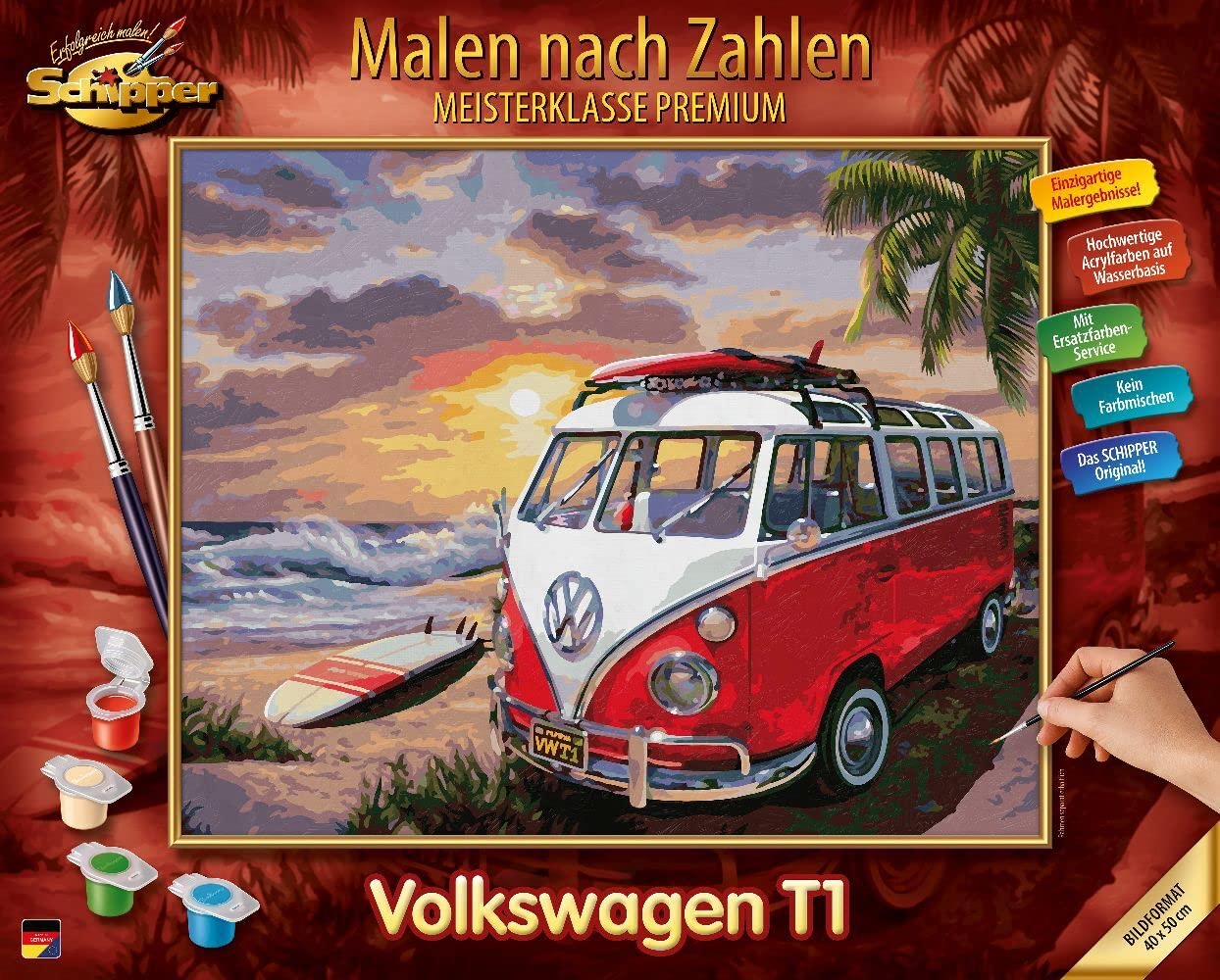 Schipper Mnz - Volkswagen T1 - Kultauto Als Malset Auf Leinwand 609130861 Werbung, Plakat, Pinsel, Werkzeug, Auto