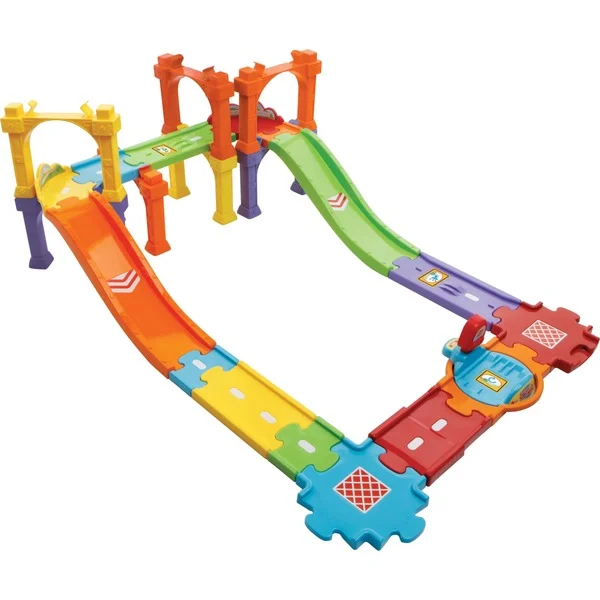 VTech Tut Tut Baby Flitzer Straßen- & Brückenset, ab 1 Jahr VTech Tut Tut Baby Flitzer Straßen-und Brückenset groß mit mehrstöckigen Teilen, magischen Sensoren für Sätze & Geräusche, kompatibel mit Tut Tut Baby Welt, ab 1 Jahr,