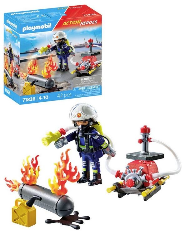 PLAYMOBIL 71826 Löschung eines Gastanks Feuerwehr-Einsatzspielset für Kinder