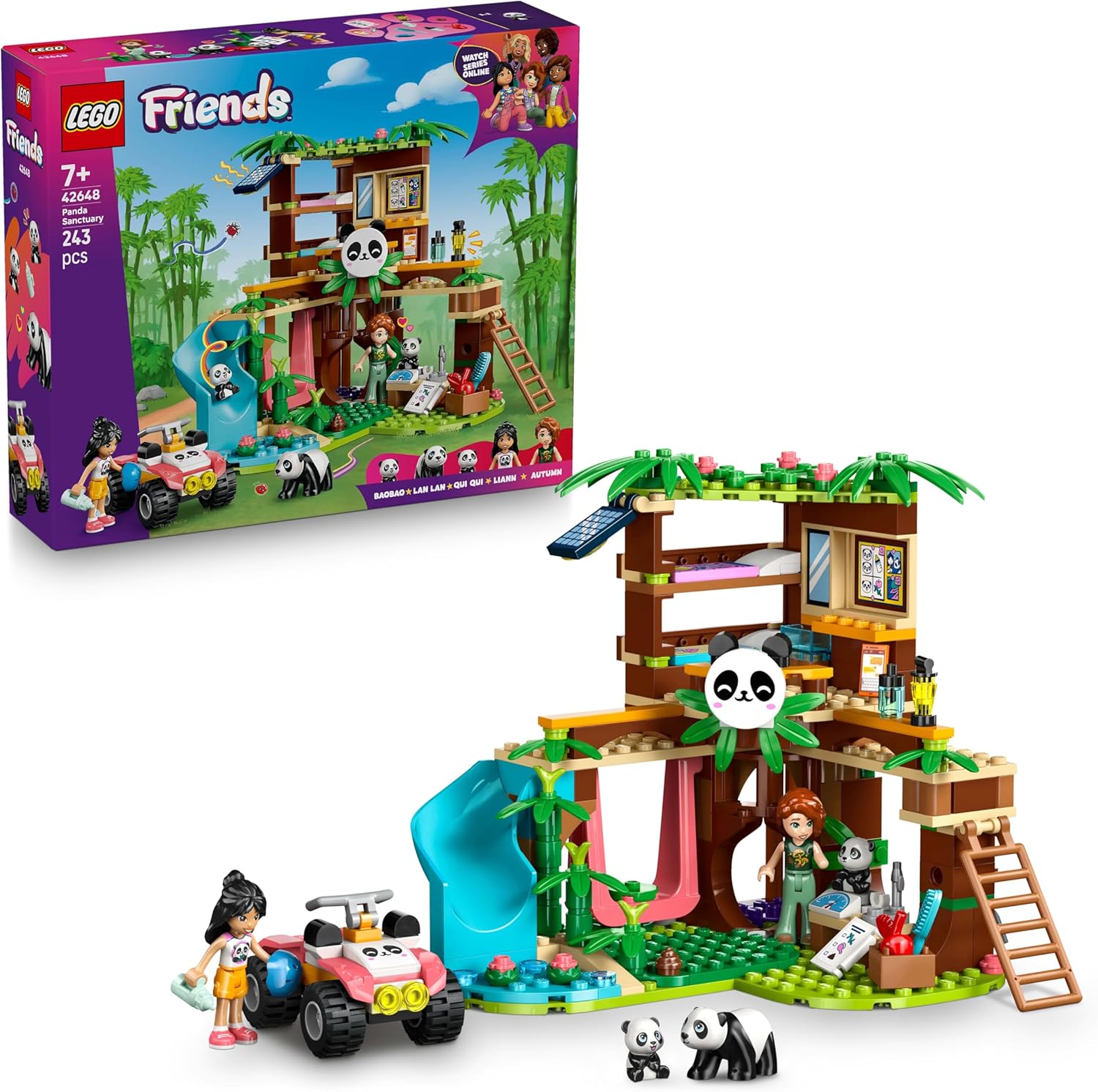LEGO® Friends 42648 Panda Pflegestation – Verpackung, Zubehör und Details sichtbar