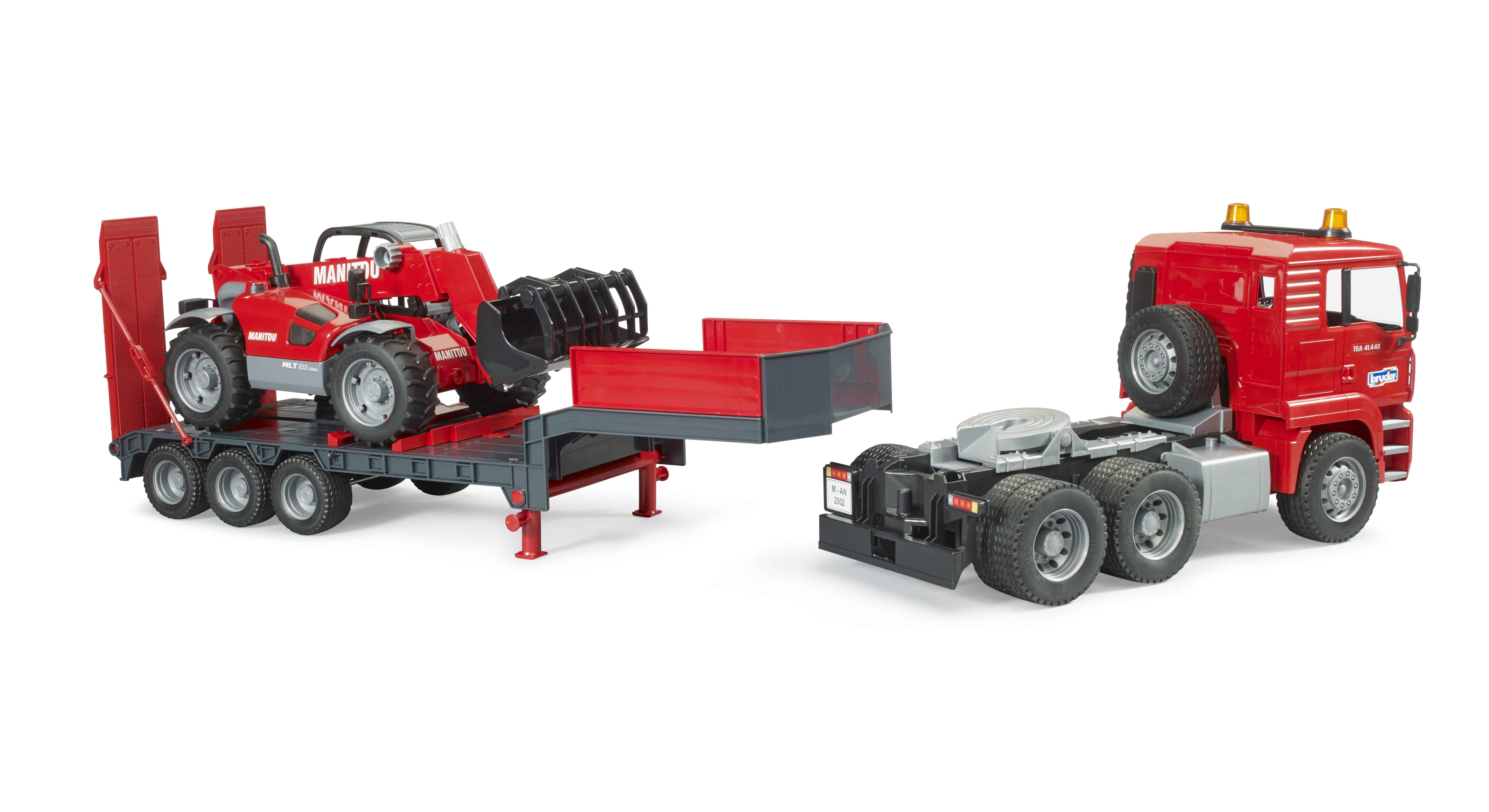 BRUDER 02774 - MAN TGA Tieflader mit Manitou Teleskoplader - Bild 4