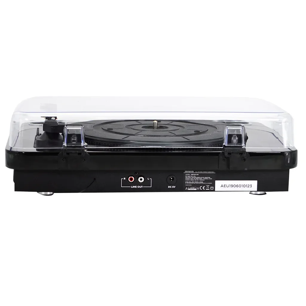 AIWA GBTUR-120BKMKII: Plattenspieler, Schwarz, Bluetooth, 3 Geschwindigkeiten, FM-Radio, USB und SD