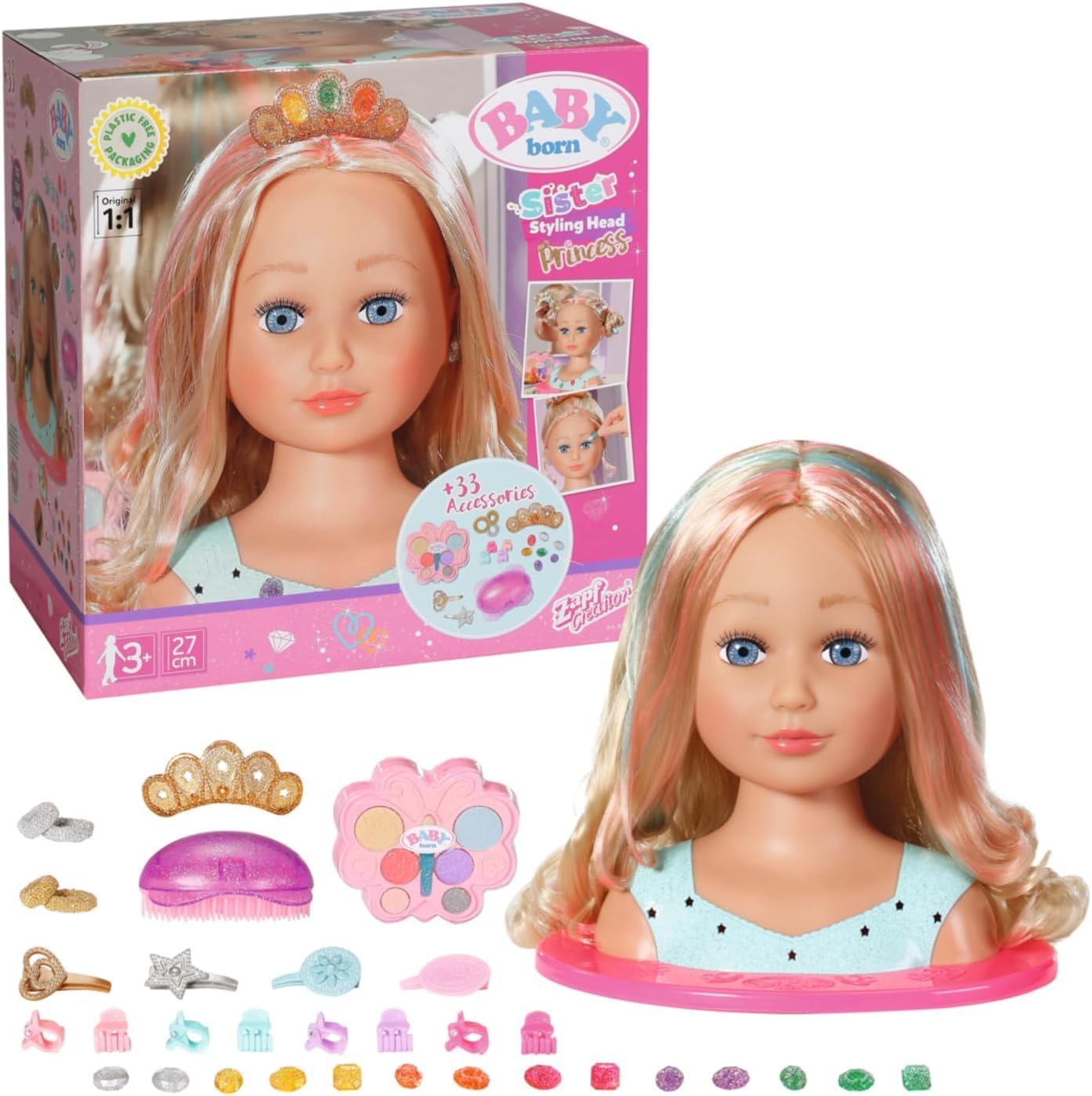 BABY, born, Stylingkopf, Prinzessin, DE, Puppe, Spielzeug, Figur, Barbie, Gesicht