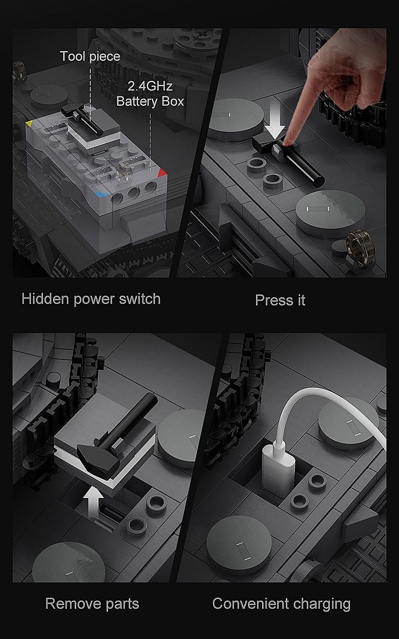 Produktfoto - Jamara e.K. - CaDA Panzer Tiger 1:35 grau 2,4GHz Bricks - Modell JAMARA 402894