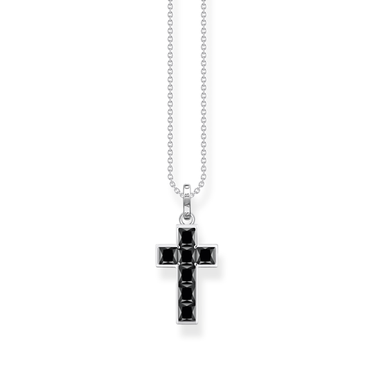 Thomas, Sabo, Kette, Steinen, Silber, Kreuz, Mit, Schwarzen, Länge, 45, Cm, Zubehor, Kreuz, Halskette, Anhänger, Diamant