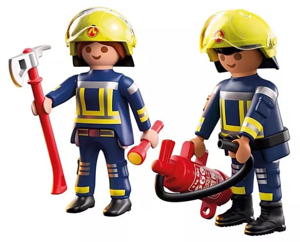 PLAYMOBIL 71885 Duopack Feuerwehr Feuerwehrmann & Feuerwehrfrau mit Ausrüstung