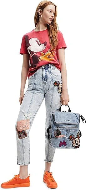 Desigual Damen T-Shirt - Rotes T-Shirt mit Mickey-Mouse-Print 22WWTK803000 GR. M