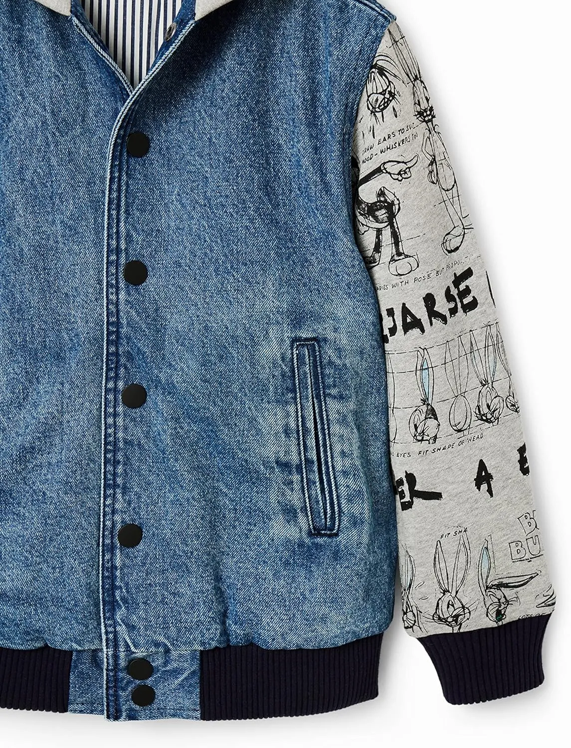 Desigual Jungen Jacke - Jeansjacke mit Bugs-Bunny-Motiv 23SBED015008