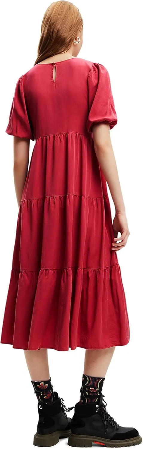 Desigual Damen Kleid - Rotes Kleid mit Herz-Ausschnitt 22WWVW303194 GR. M