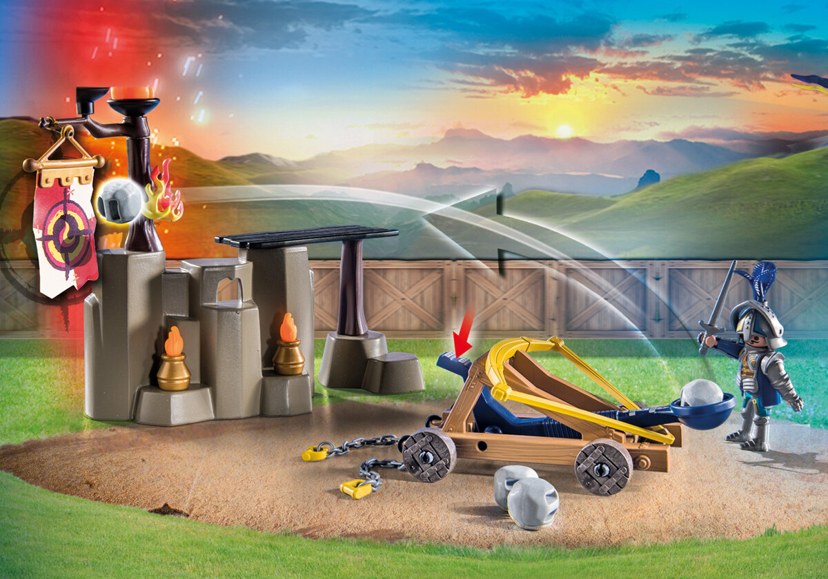 PLAYMOBIL 71210 Novelmore vs. Burnham Raiders - Turnierplatz Spielbereich im Freien, Draußen, Spielbereich, Gras, Schwert