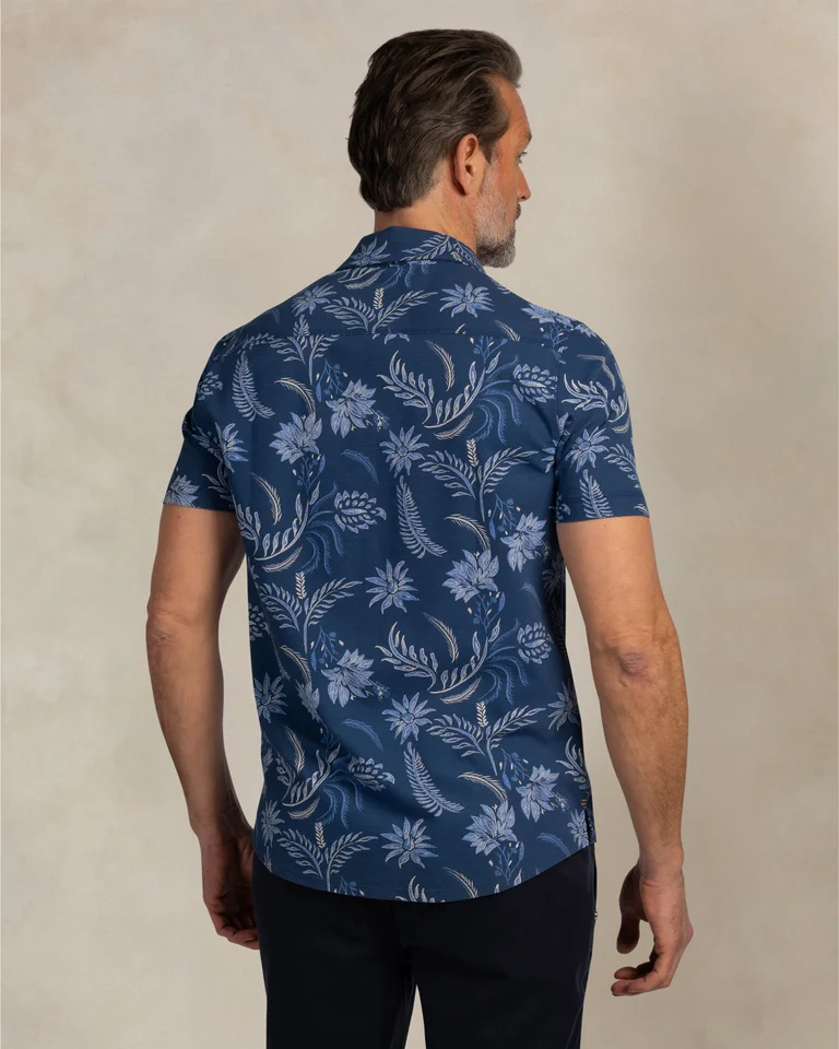 NZA 26CN588SNS/XXL Hemd - Kurzarm / Blau / Blumen - XXL