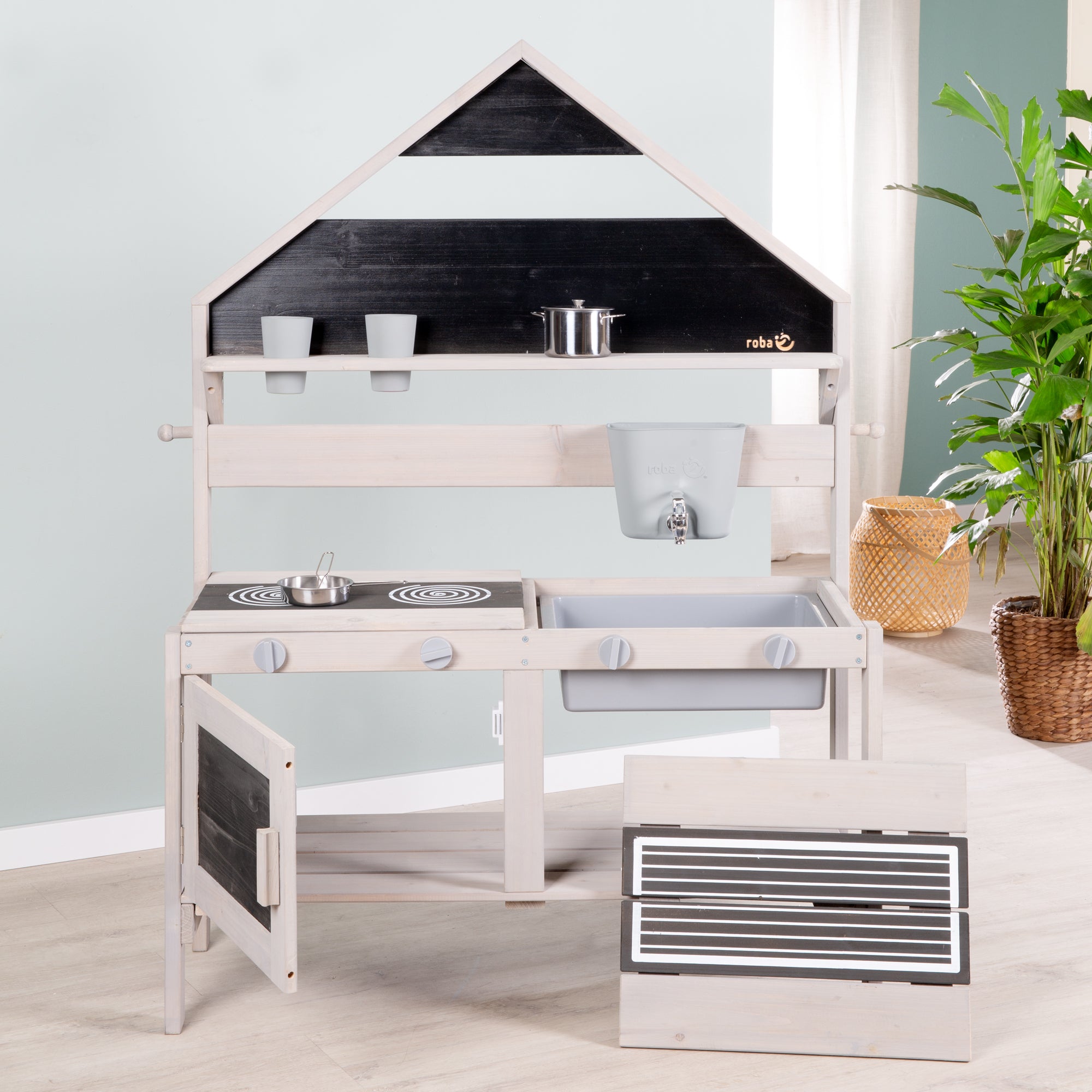 Roba 457004GAZU Outdoor Spiel- Matschküche Hausoptik grau – Outdoor FSC - Produktbild 2