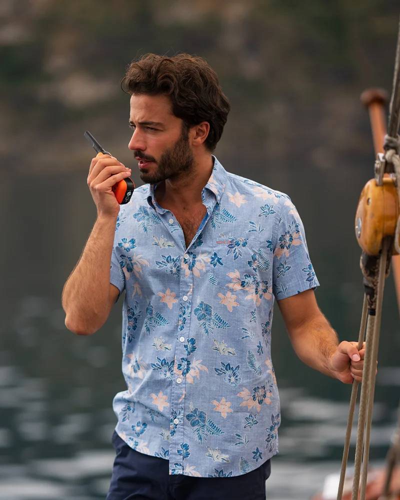 NZA 26CN543SNS/L Hemd - Kurzarm / Blau / Blumen - L