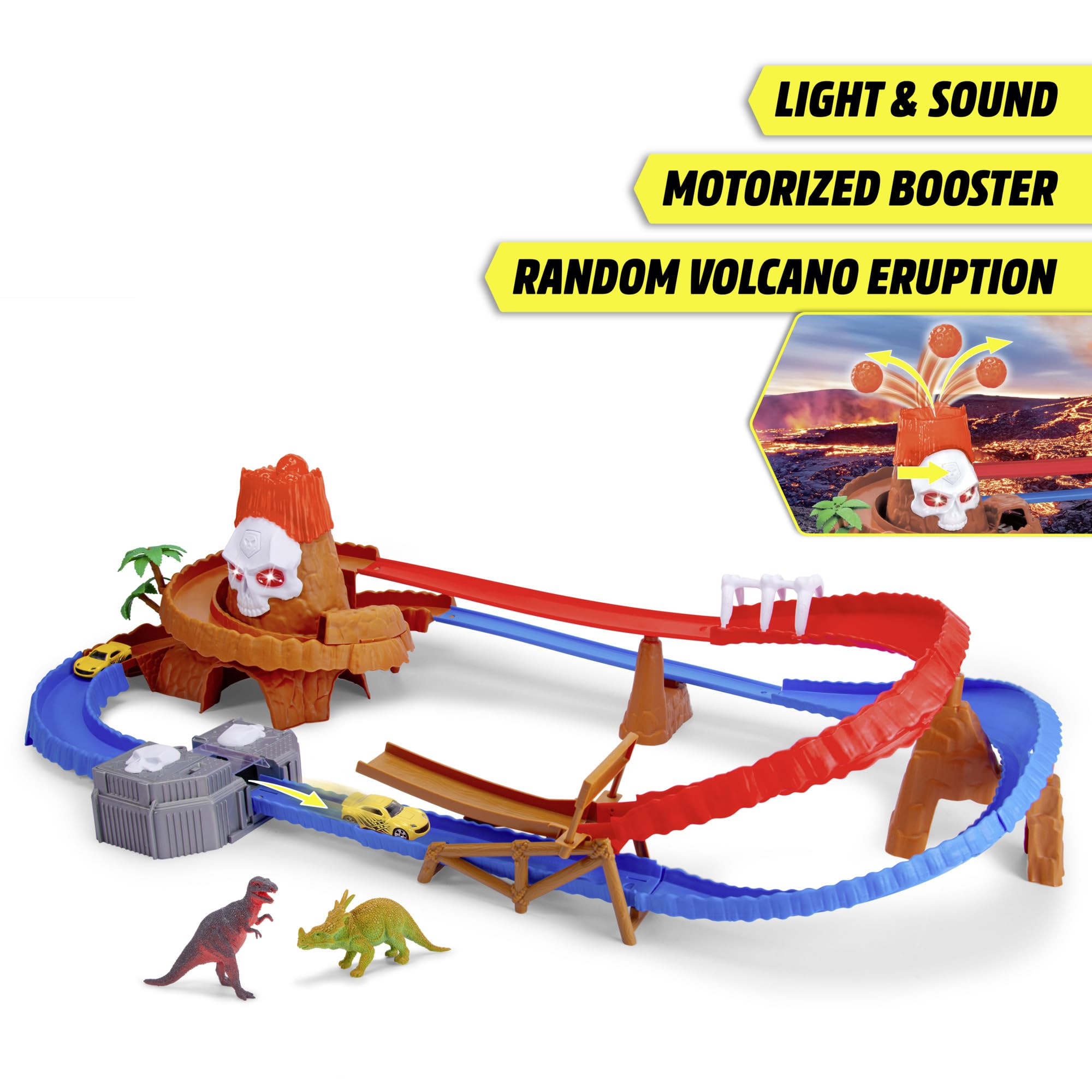Dickie Skull Vulcano Track Set – Abenteuer-Rennbahn mit Licht. Sound & Dino-Zubehör 203336000