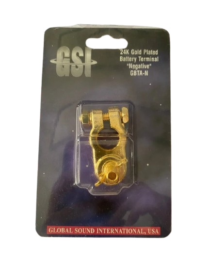 GSI GBTAN, Batterie-Klemme, Minus, vergoldet M8, Anschluss für Ringkabelschuhe 2x10MM²