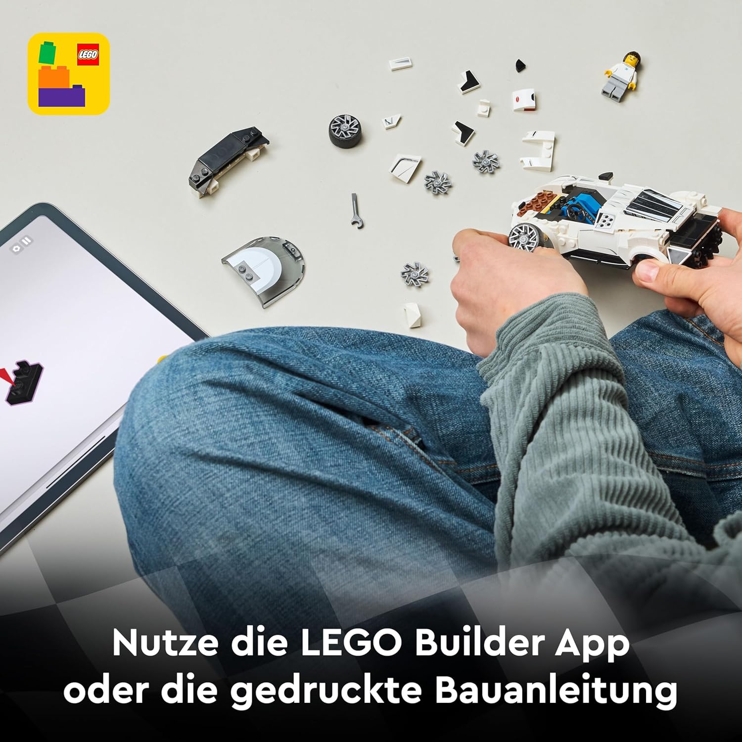 LEGO Speed Champions 76919 McLaren Formel-1-Rennwagen in Schwarz und Papaya-Orange mit Rennfahrer-Minifigur