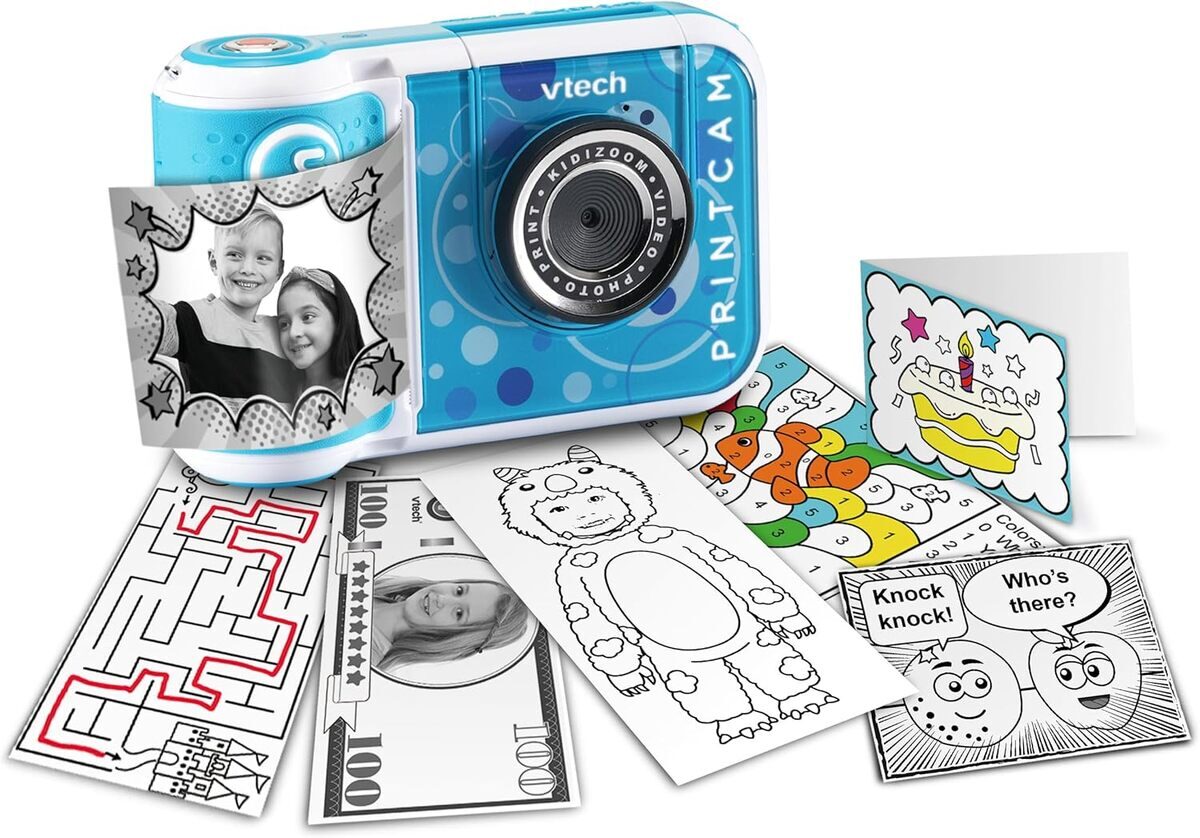 VTech KidiZoom Print Cam Kinder-Kamera mit Direkt-Druck ab 4 Jahren VTech KidiZoom Print Cam in Azurblau, Kunststoff-Kamera mit 2 MP, 4× Zoom, 2,4 Display, Thermodrucker, 60 Druckvorlagen, 40 Effekte, microSD-Slot, Akku-USB, ab 4 J., Kamera, Digitale Kamera, Elektronik, Baby, Person, Kamera, Digitale Kamera, Elektronik, B