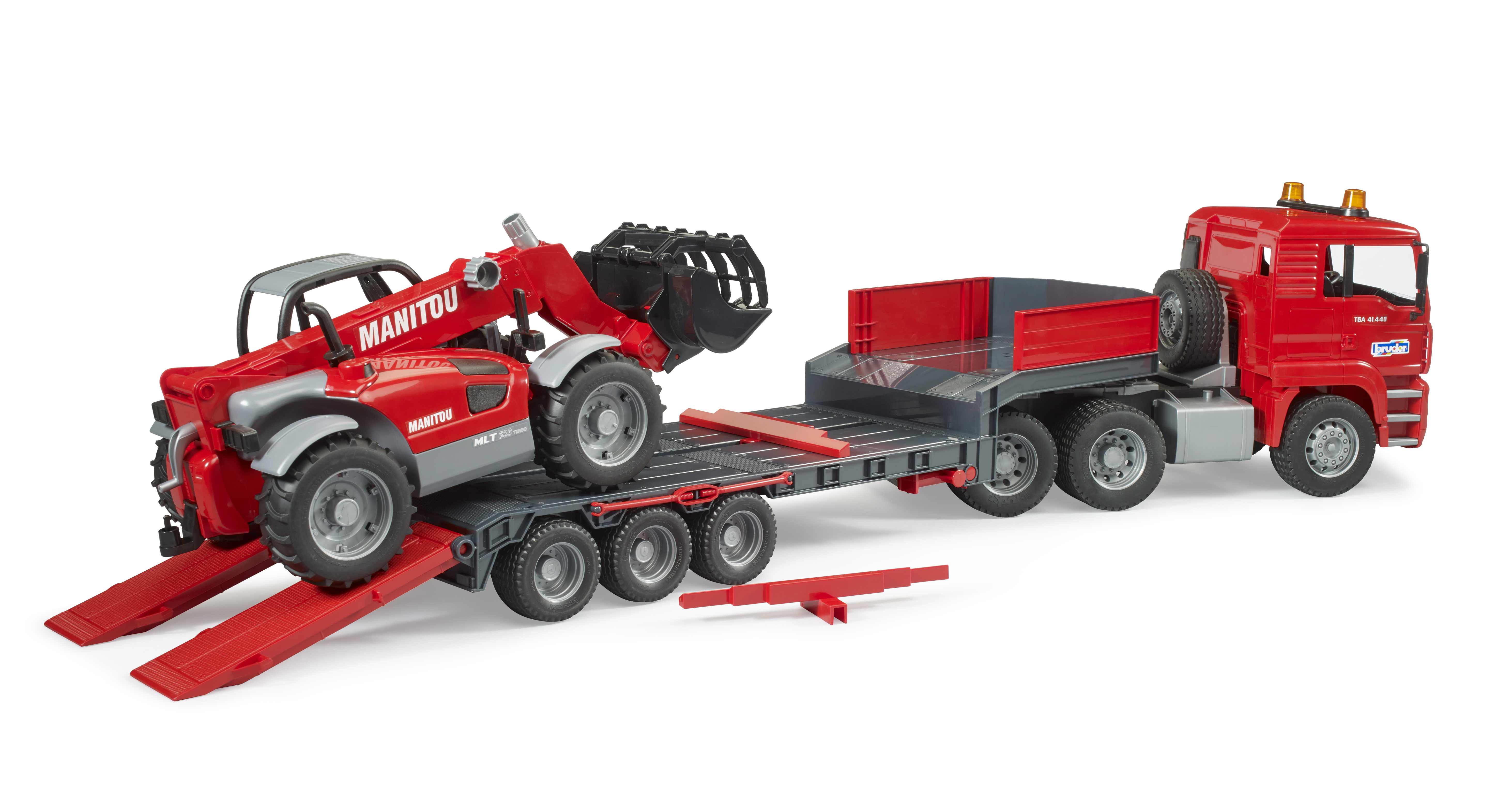 BRUDER 02774 - MAN TGA Tieflader mit Manitou Teleskoplader - Bild 3