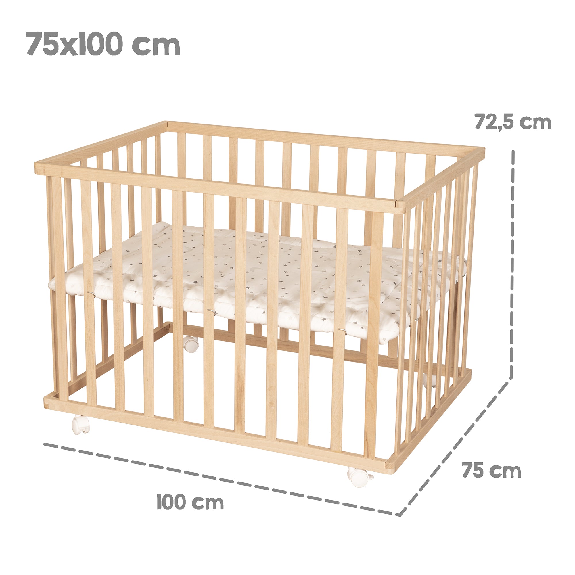 Roba 0241NAV235 Laufgitter 100x75 Sternenzauber grau Bio Buche natur - Produktbild 10