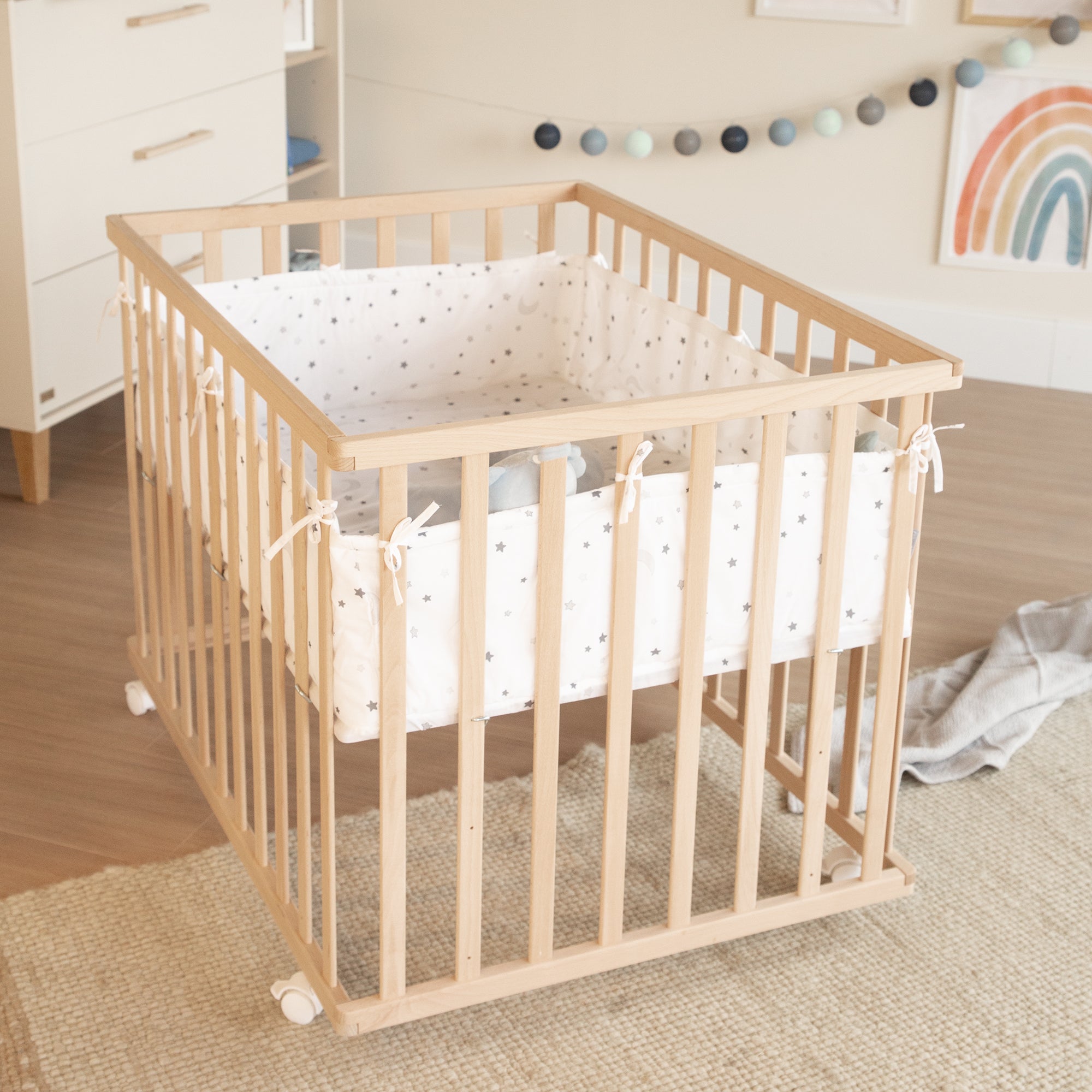 Roba 0241NAV235 Laufgitter 100x75 Sternenzauber grau Bio Buche natur - Produktbild 7