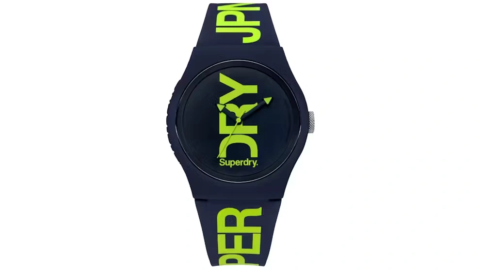 Superdry SYG189UN - Herrenarmbanduhr „Urban Navy/Green“, 43 mm, Silikon