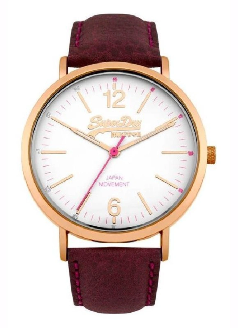 Superdry SYL194V - Herren-Analoguhr, 40 mm, Rosé, Leder Rosa