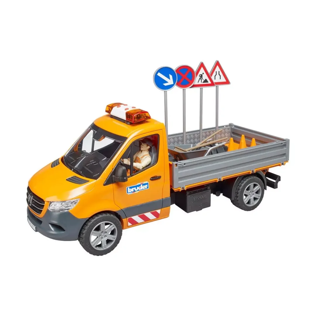 Bruder 02677 MB Sprinter Kommunal mit Fahrer, Light + Sound Modul und Zubehör