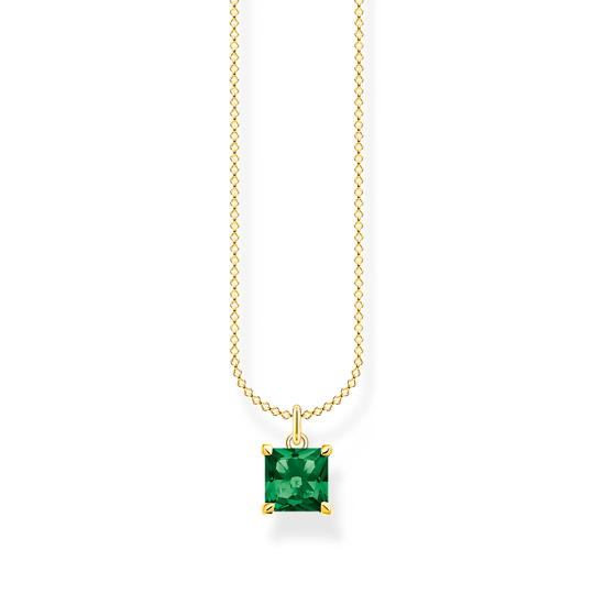 Thomas, Sabo, Kette, Mit, Grünem, Stein, Gold, Länge, 45, Cm, Zubehor, Schmuck, Halskette, Edelstein, Anhänger