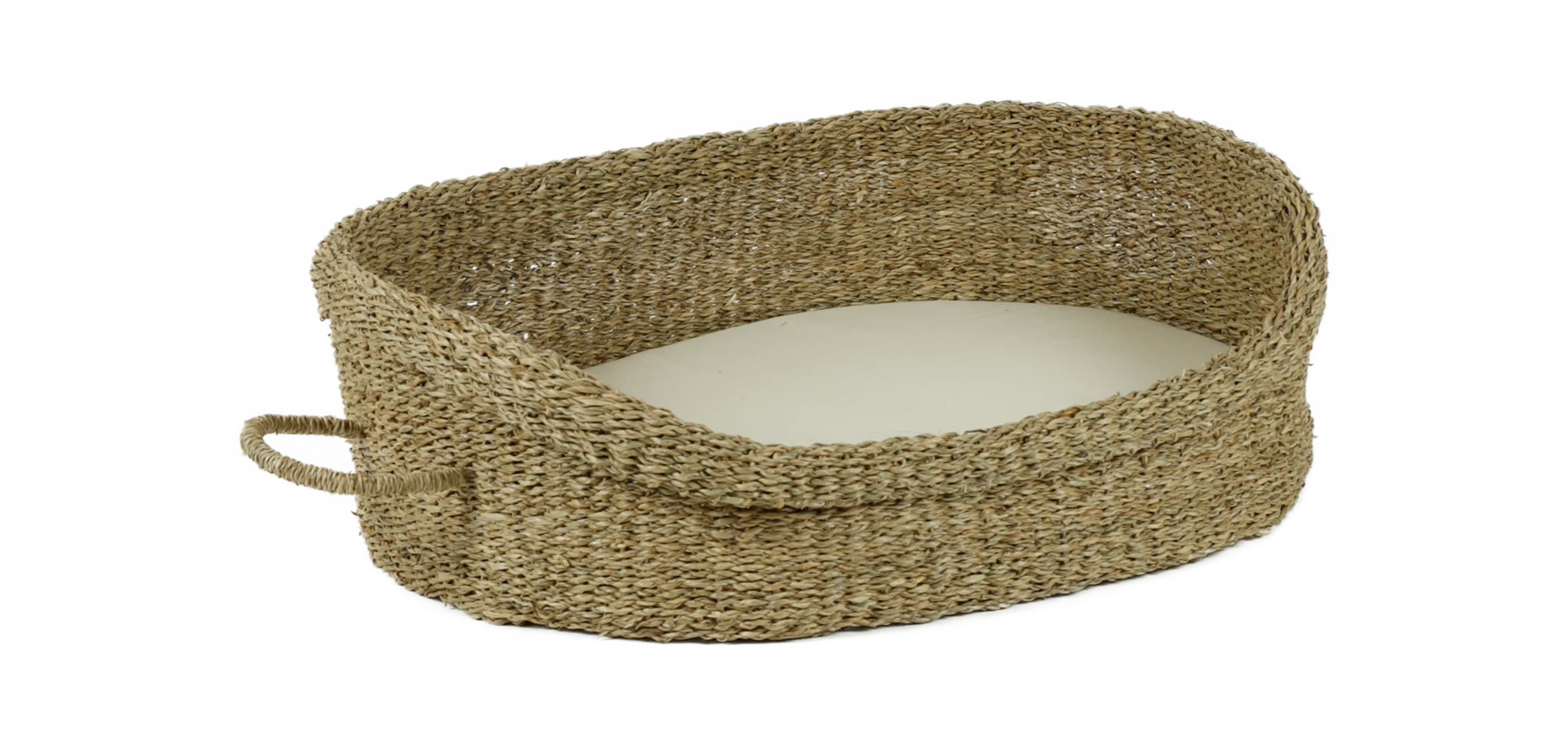 Rohrschneider RS 22360 Tierkorb Seegras mit Henkel – Korb mit herausnehmbarem Kissen GR.2