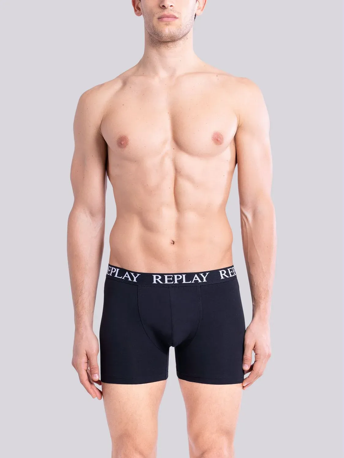 REPLAY Herren Boxershorts I101005BT – Schwarz, 2er Pack Cotton-Stretch GR. L