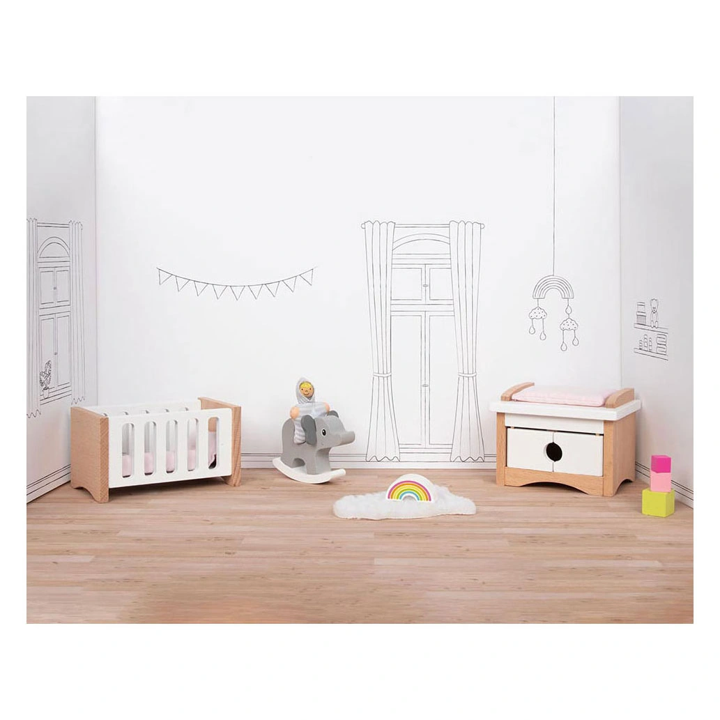 goki Puppenmöbel „Kinderzimmer“ - 12-teilig, Holz, modernes Design