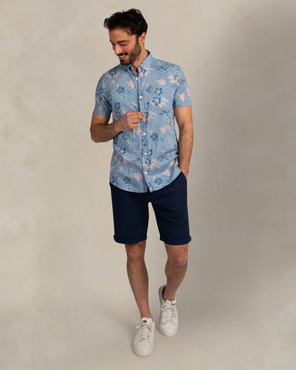 NZA 26CN543SNS Hemd - Kurzarm / Blau / Blumen