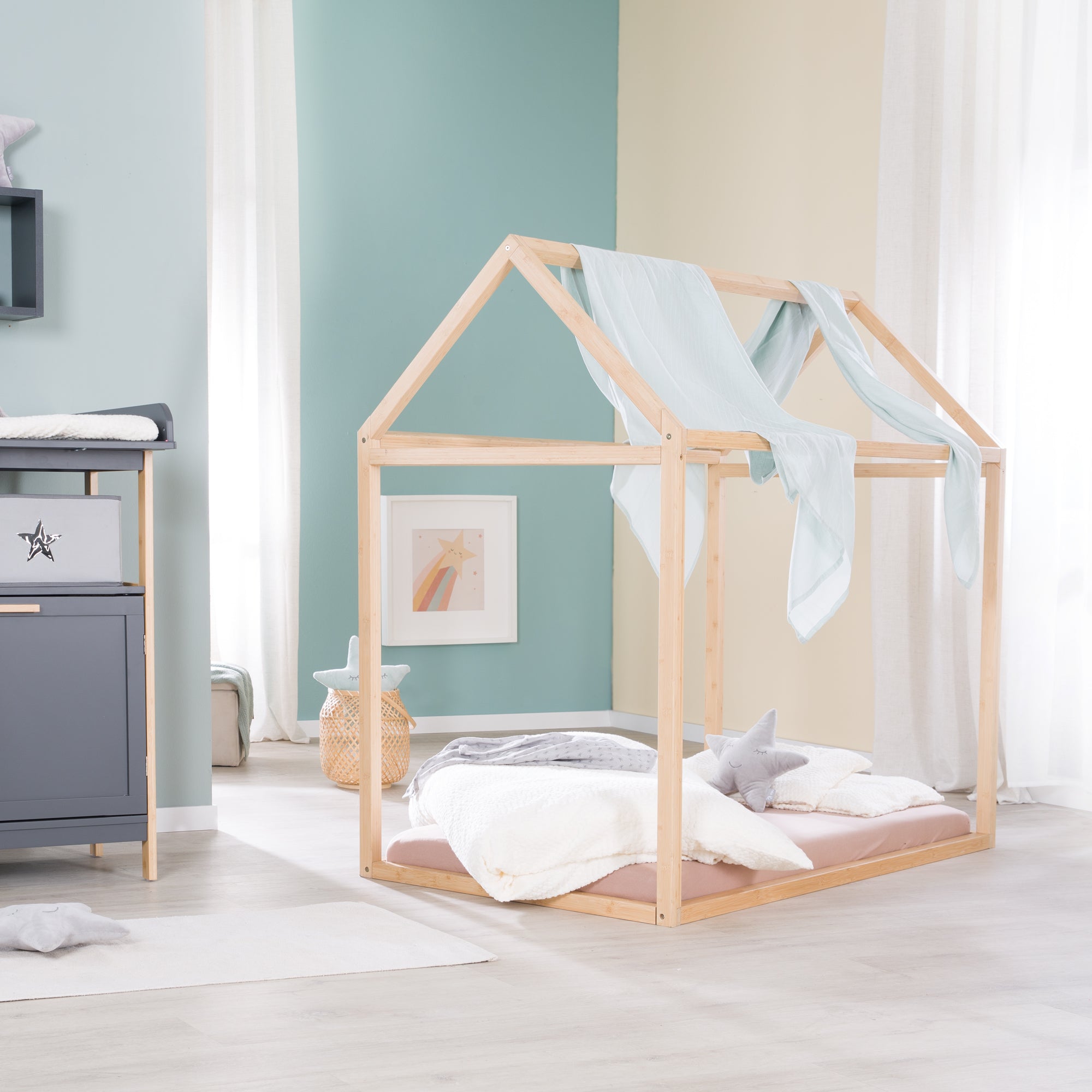 Roba 1061860BBZU Set Hausbett mit Matratze Bambus - Produktbild 4