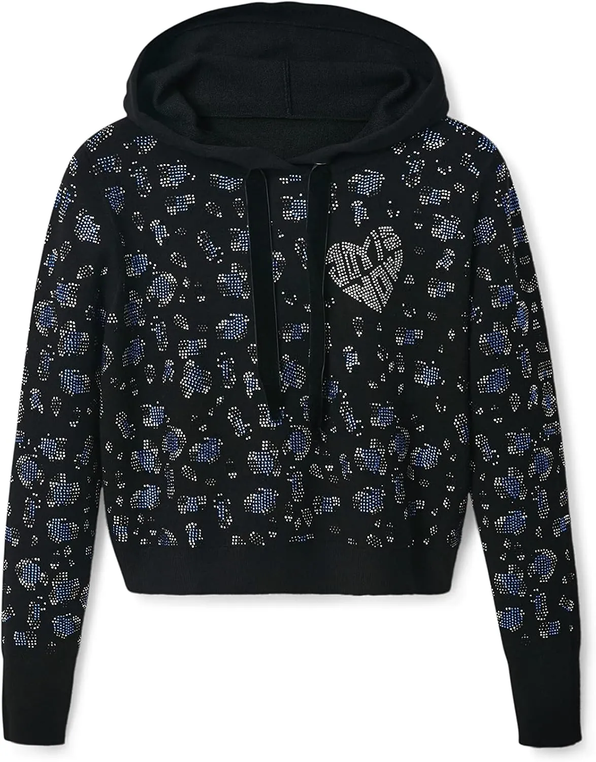 Desigual Damen Pullover - Kapuzenpullover mit Strass-Details 22WWJF402000 GR. S