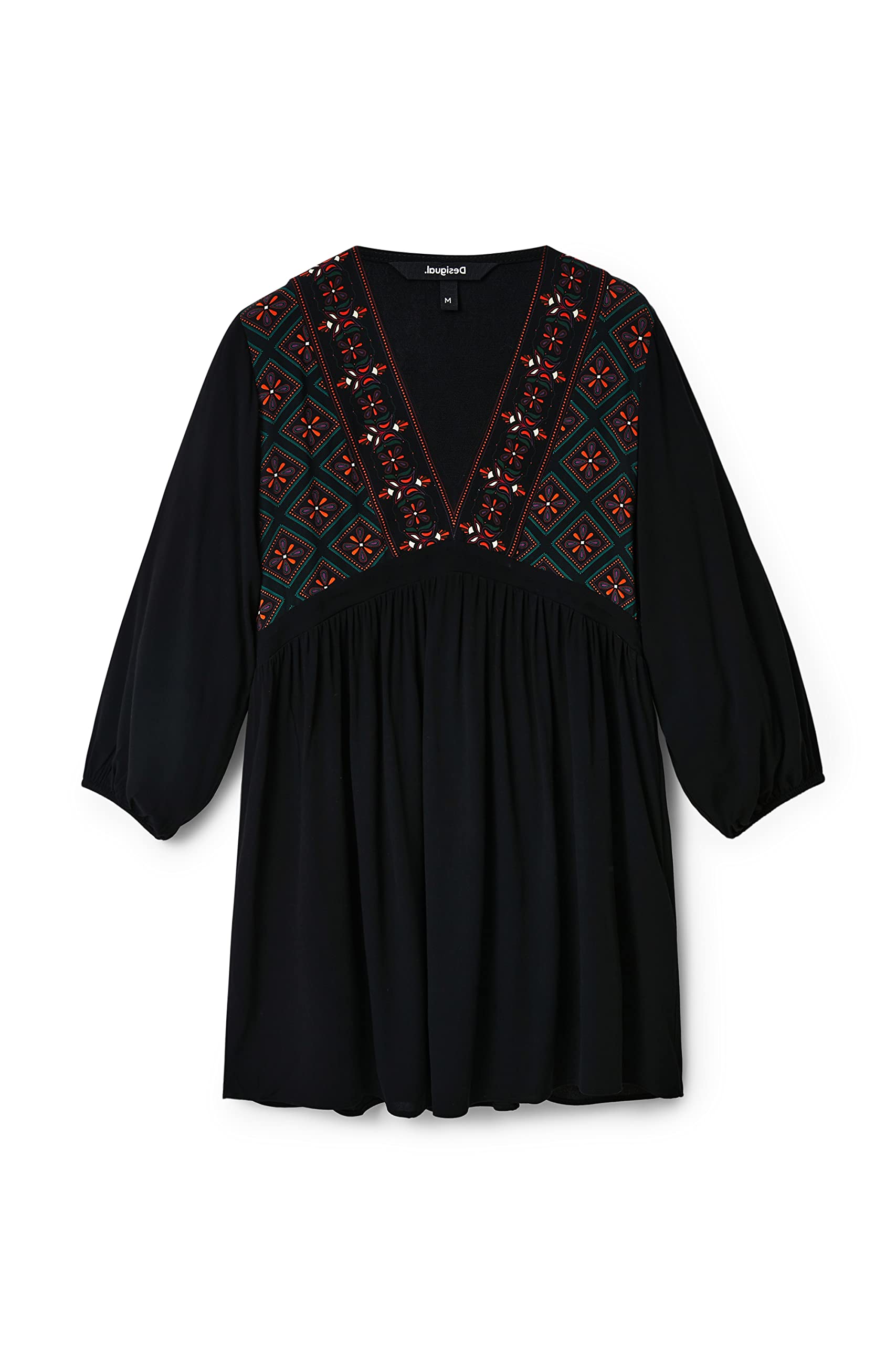 Desigual, Damen, Casual, Dress, Langarmkleid, mit, geometrischem, Muster., Schwarz, GR., XXL