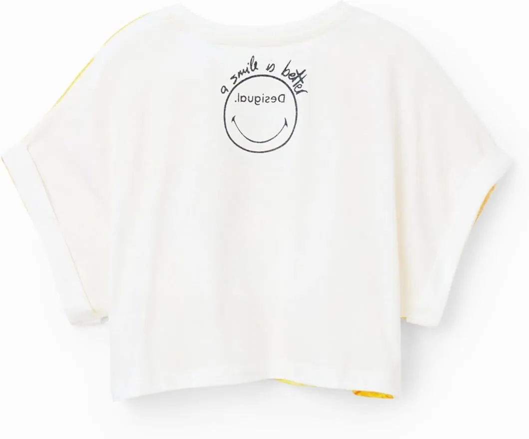 Desigual Mädchen T-Shirt - Gelbes Shirt mit Smiley-Print und Zitronenmuster 23SGTK8026