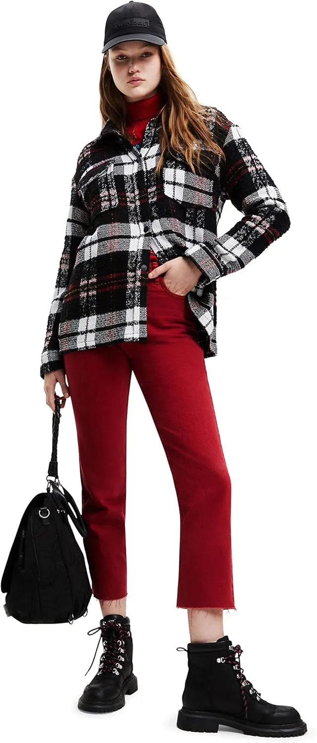 Desigual Damen Jacke - Kariert, Schwarz-Weiß-Rot 22WWEW872000 GR. M