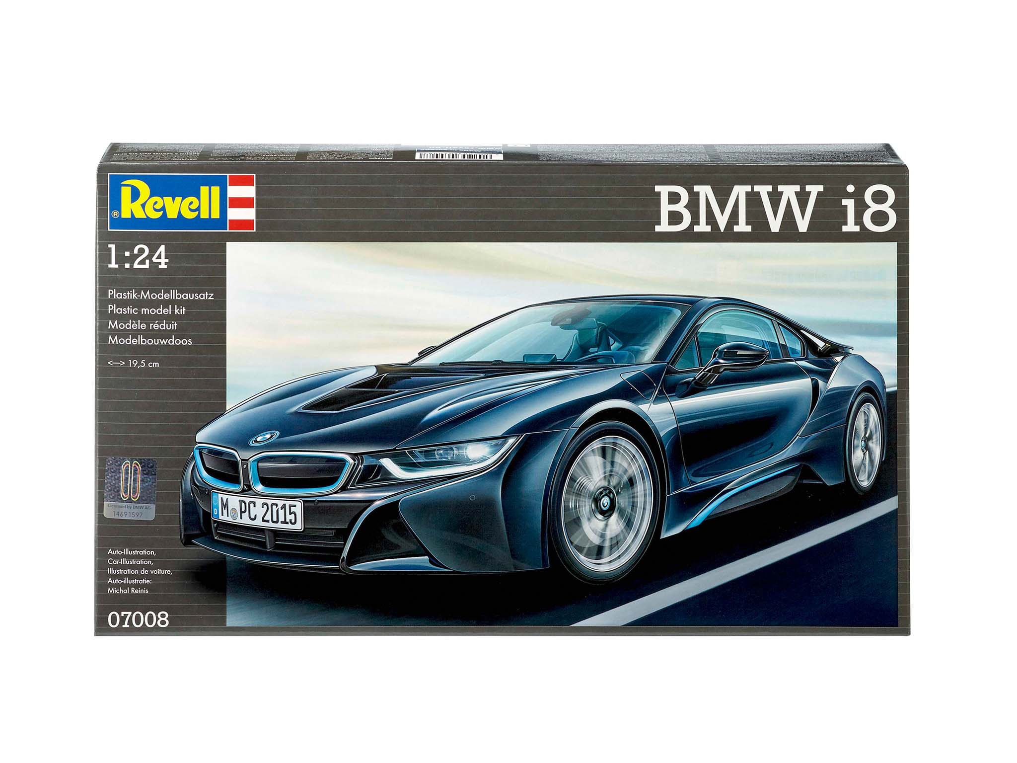 Revell 07008 BMW i8 Plug-in-Hybrid-Sportwagen als Modellbausatz Coupe, Sportwagen, Sprach, Rad, Leichtmetallfelge