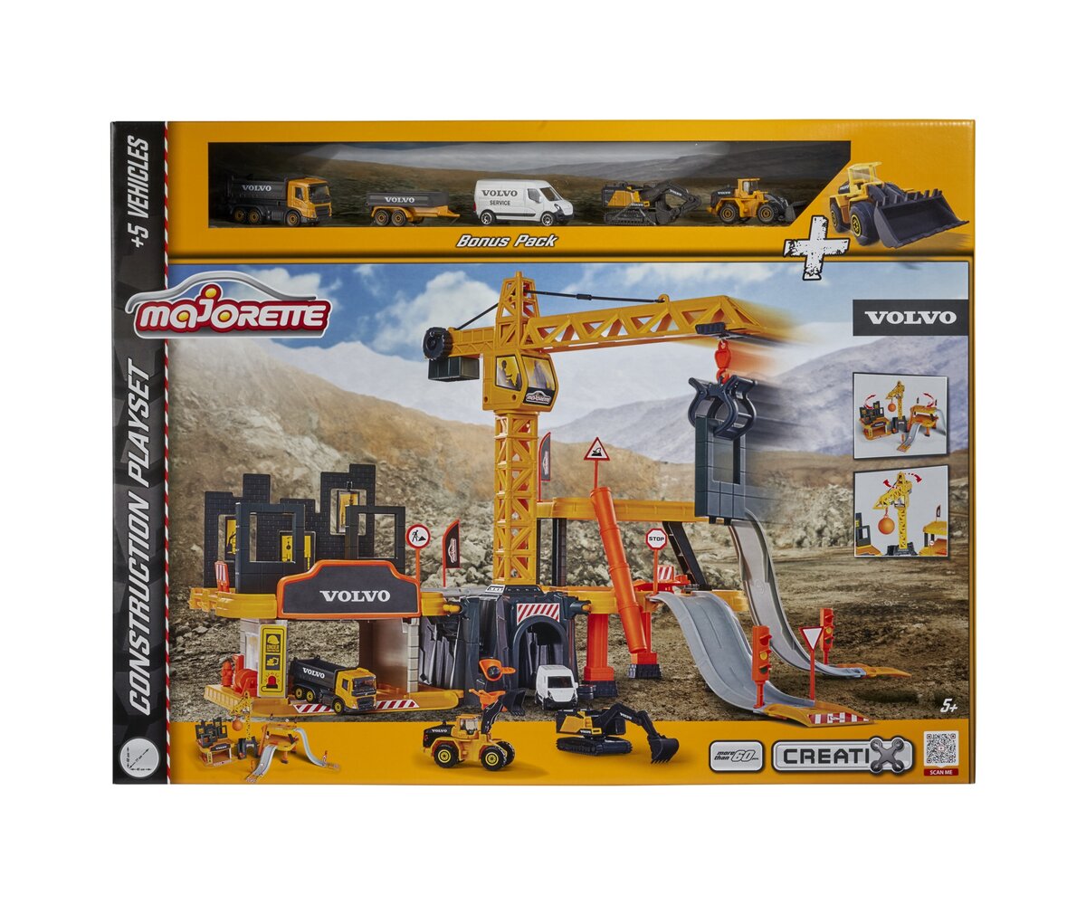 Majorette Creatix Construction Spielset + 5 Volvo Baufahrzeuge (212050032) Baugewerbe, Maschine, Rad