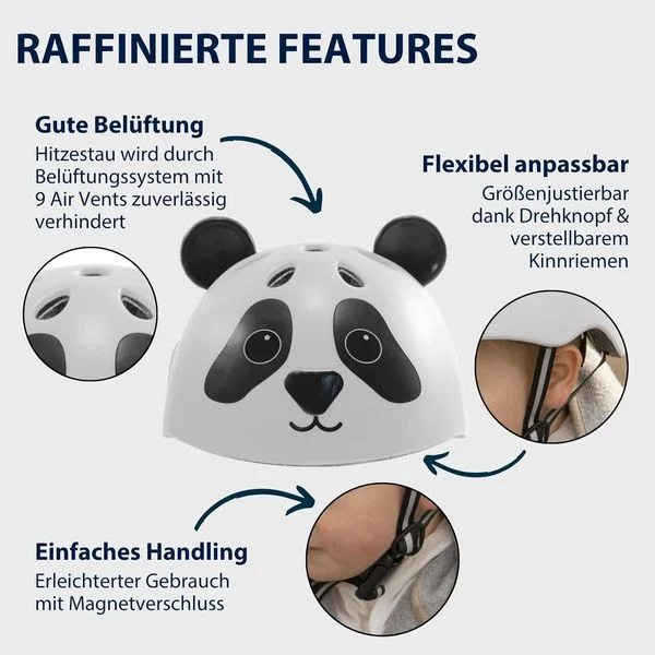 Kinderhelm Pandy, schwarz-weiß, Gr. 48-52