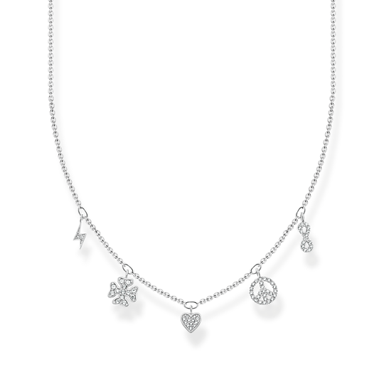 Thomas, Sabo, Kette, Mit, Symbole, Silber, Länge, 42, Cm, Zubehor, Schmuck, Halskette, Diamant, Edelstein