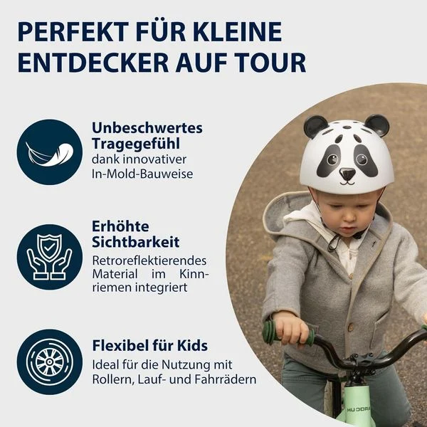 Kinderhelm Pandy, schwarz-weiß, Gr. 44-47