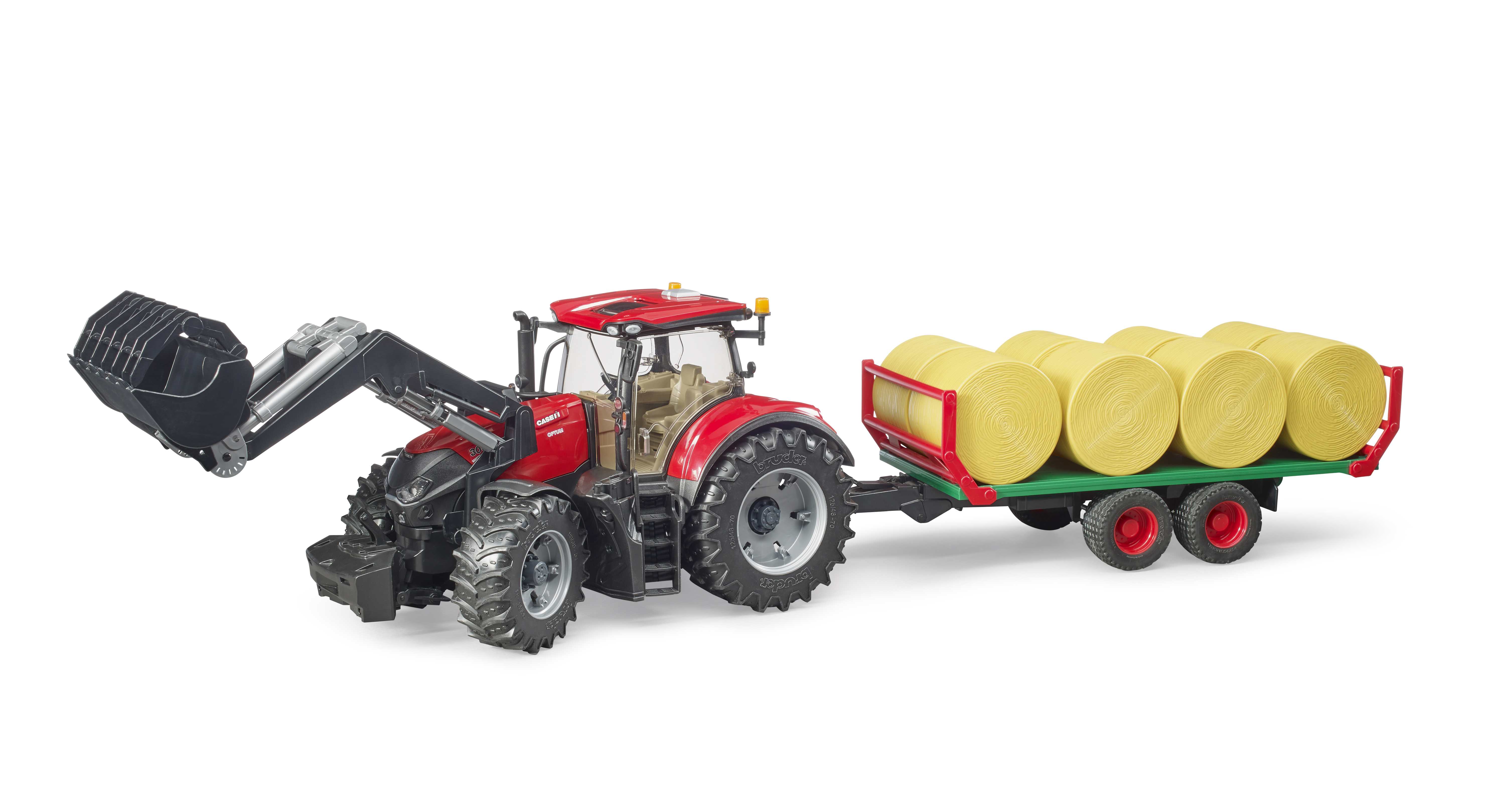 BRUDER 03198 - Case IH Optum 300CVX mit Frontlader und Ballentransportanhänger