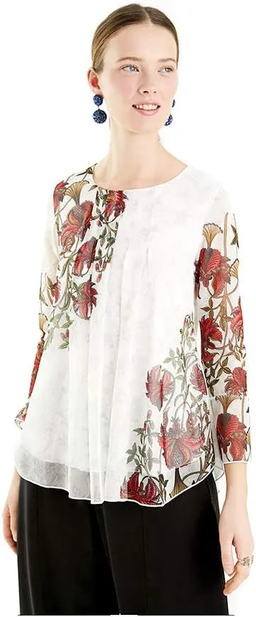 Desigual Damen Bluse „Sheila“ - Weiß mit Blumen 21SWTKDD1000 GR. XL
