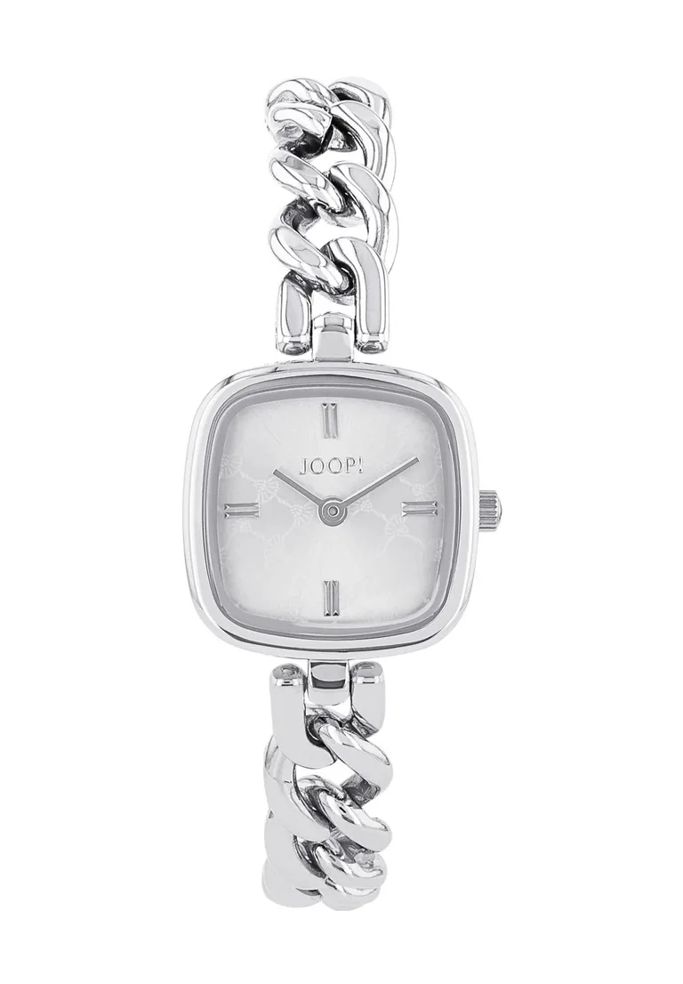 JOOP! Uhr aus silberfarbenem Edelstahl, rechteckiges Gehäuse, Citizen Miyota Uhrwerk, Schmuckarmband, wasserdicht bis 3 bar,