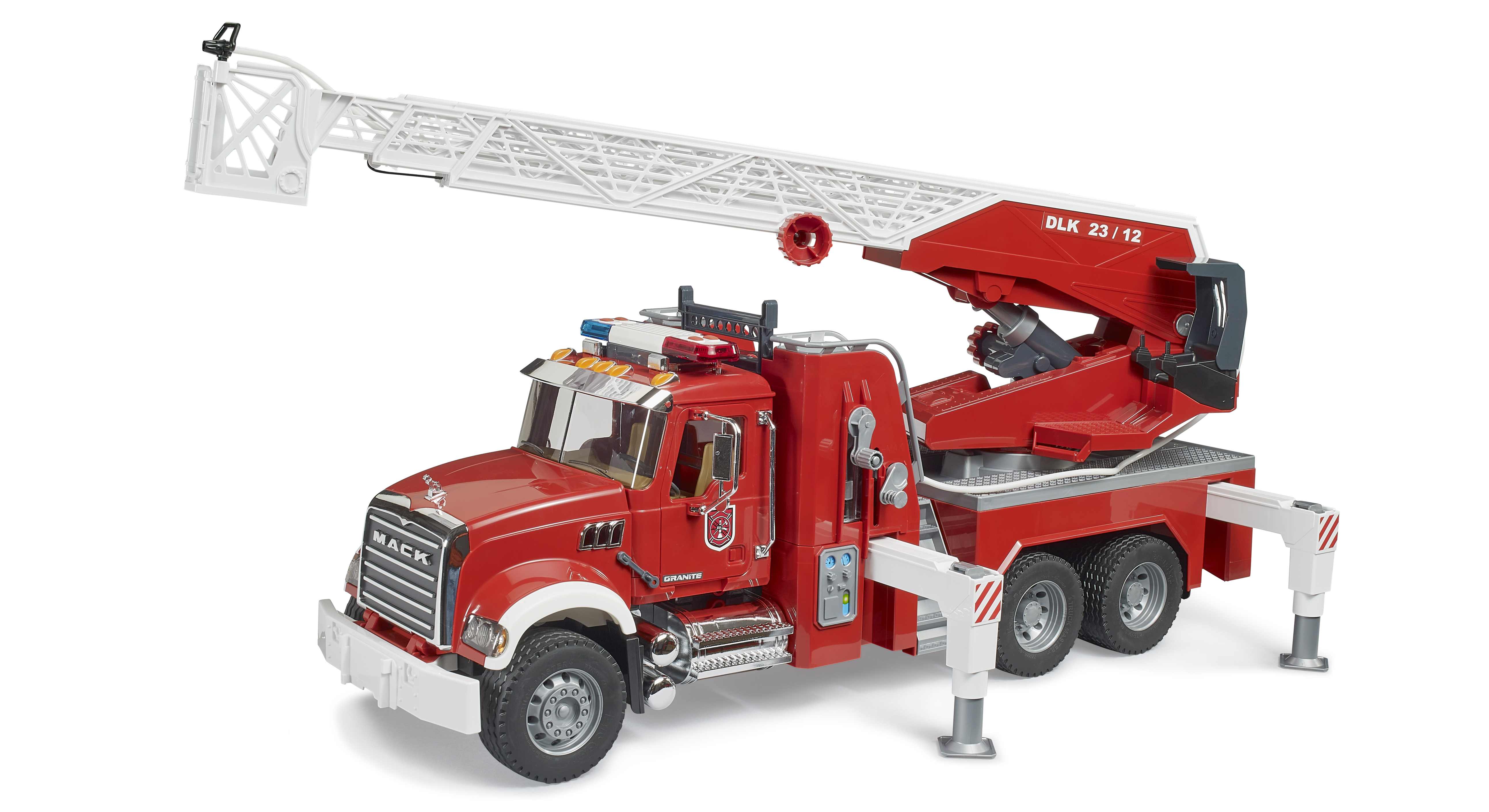 BRUDER 02821 - MACK Granite Feuerwehrleiterwagen mit Pumpe